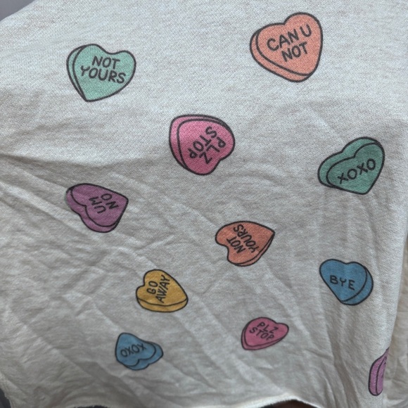 Phil Love Conversation Heart Valentine’s Day Sweatshirt Top Large - Picture 2 of 6